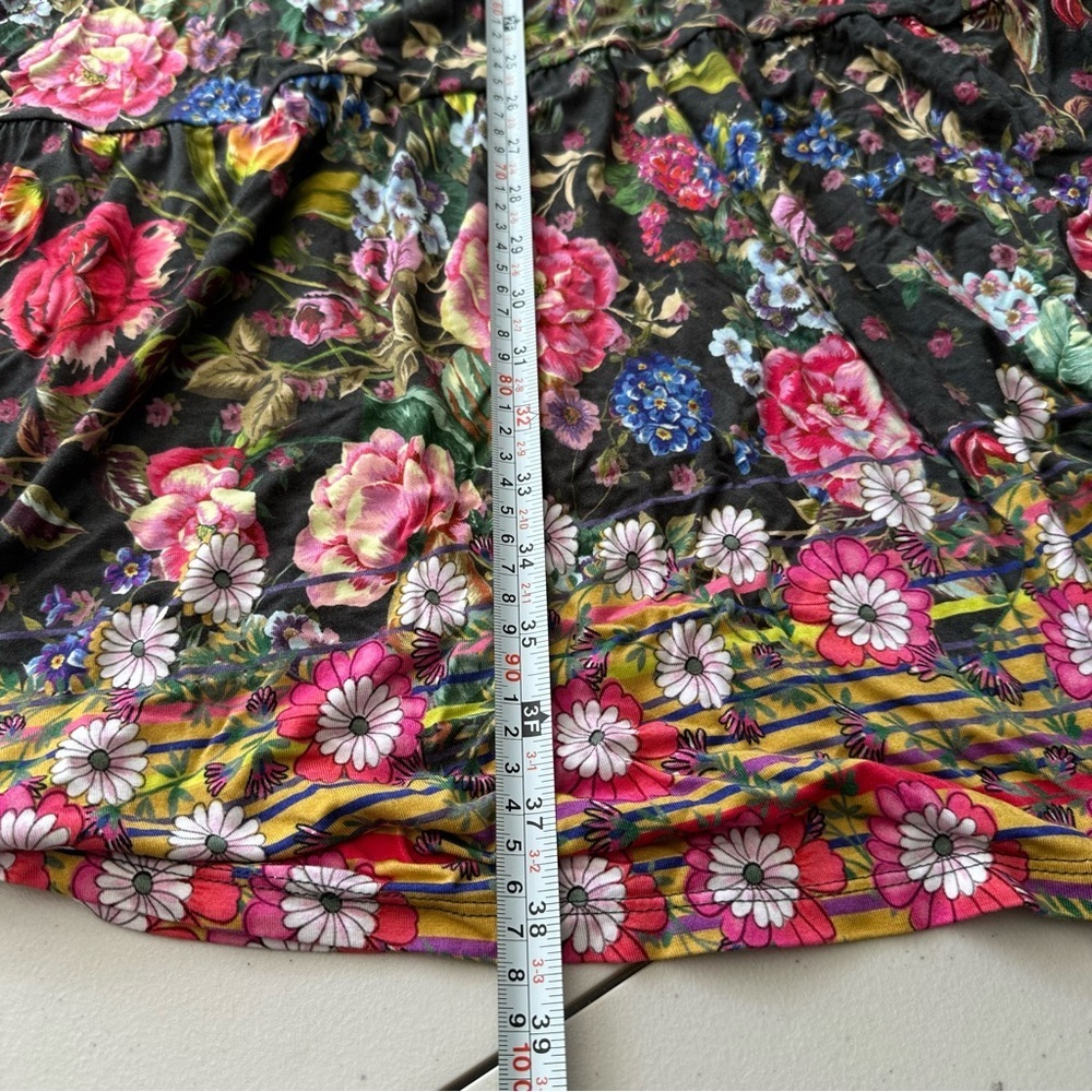 Johnny Was Naomi V Neck Tiered Tea Length Dress Bright Florals - Picture 6 of 7